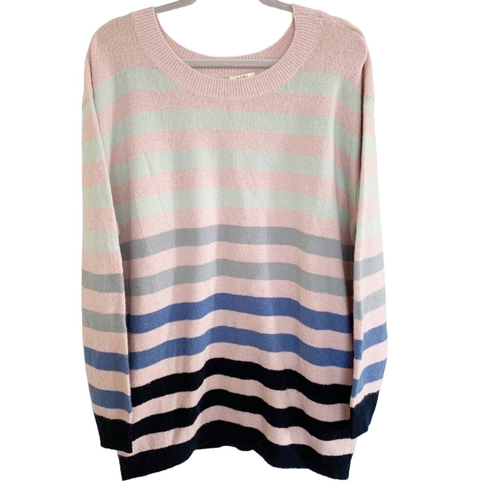 Kori America Pink Multicolor Stripe Sweater XL